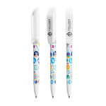 Plastic BIC® pen met brede clip en blauwe inkt kleur wit