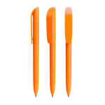 Plastic BIC® pen met brede clip en blauwe inkt kleur oranje