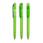 Plastic BIC® pen met brede clip en blauwe inkt kleur doorzichtig groen