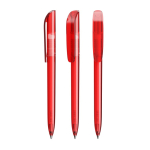 Plastic BIC® pen met brede clip en blauwe inkt kleur doorzichtig rood