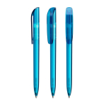 Plastic BIC® pen met brede clip en blauwe inkt kleur doorzichtig lichtblauw