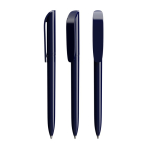 Plastic BIC® pen met brede clip en blauwe inkt kleur marineblauw