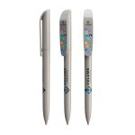 Plastic BIC® pen met grote clip en zwarte inkt kleur grijs