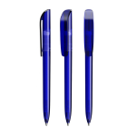 Plastic BIC® pen met grote clip en zwarte inkt kleur doorzichtig blauw