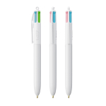 Plastic BIC®-pen met vier trendy inktkleuren kleur wit