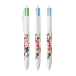 Plastic BIC®-pen met vier trendy inktkleuren kleur wit