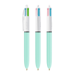 Plastic BIC®-pen met vier trendy inktkleuren kleur aquamarijn