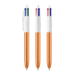 Kunststof balpen met metallic afwerking en 4 kleuren inkt BIC® kleur oranje