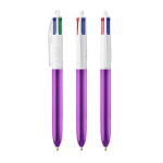 Kunststof balpen met metallic afwerking en 4 kleuren inkt BIC® kleur paars