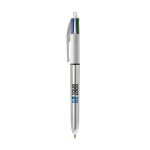 Kunststof balpen met metallic afwerking en 4 kleuren inkt BIC® met afdrukgebied