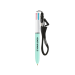 Plastic BIC®-pen met draaglint en inkt in 4 kleuren met afdrukgebied