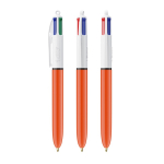 Plastic pen met fijne schrijfpunt van 0,8 mm en 4 kleuren inkt BIC® kleur oranje