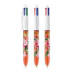 Plastic pen met fijne schrijfpunt van 0,8 mm en 4 kleuren inkt BIC® kleur oranje