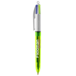 Plastic balpen met fijne markeerstift en 4 kleuren Fluo BIC® kleur doorzichtig limoen groen