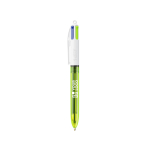 Plastic balpen met fijne markeerstift en 4 kleuren Fluo BIC® met afdrukgebied