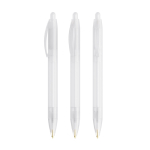 Plastic pen met brede behuizing en blauwe schrijfkleur Wide Body BIC® kleur doorzichtig wit