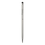 Multifunctionele metalen pen met touch stylus en blauwe BIC®-inkt kleur zilver
