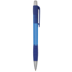 Transparante kunststof klikpen met blauwe inkt Striped Grip BIC® kleur blauw