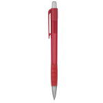 Transparante kunststof klikpen met blauwe inkt Striped Grip BIC® kleur rood