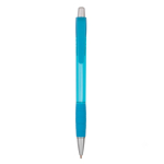 Transparante kunststof klikpen met blauwe inkt Striped Grip BIC® kleur cyaan blauw