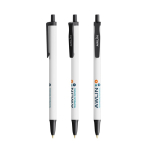 Balpen van gerecycled plastic met groot drukvlak en blauwe BIC®-inkt kleur zwart