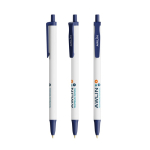Balpen van gerecycled plastic met groot drukvlak en blauwe BIC®-inkt kleur marineblauw