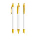 BIC® balpen van gerecycled plastic met brede houder en blauwe inkt kleur doorzichtig geel