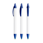 Gerecyclede plastic BIC® pen met breed profiel en zwarte inkt kleur doorzichtig blauw