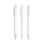 Gerecyclede plastic BIC® pen met breed profiel en zwarte inkt kleur doorzichtig wit