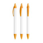 Gerecyclede plastic BIC® pen met breed profiel en zwarte inkt kleur doorzichtig oranje