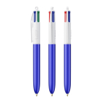Kunststof pen in frosted stijl met 4 kleuren inkt BIC® kleur blauw