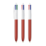 Kunststof pen in frosted stijl met 4 kleuren inkt BIC® kleur rood