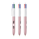 Kunststof pen in frosted stijl met 4 kleuren inkt BIC® kleur roze