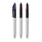 Kunststof pen in frosted stijl met 4 kleuren inkt BIC® kleur zwart / grijs