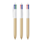 Kunststof pen in frosted stijl met 4 kleuren inkt BIC® kleur goud