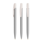 Plastic pen met stevige clip en blauwe inkt Media Clic Glacé BIC® kleur zilver