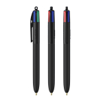 Plastic balpen met zachte soft touch en vier kleuren inkt BIC® kleur zwart