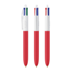 Plastic balpen met zachte soft touch en vier kleuren inkt BIC® kleur rood