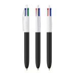 Plastic balpen met zachte soft touch en vier kleuren inkt BIC® kleur wit/zwart