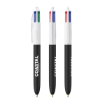 Plastic balpen met zachte soft touch en vier kleuren inkt BIC® kleur wit/zwart
