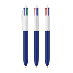 Plastic balpen met zachte soft touch en vier kleuren inkt BIC® kleur marineblauw