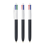 Plastic balpen met houteffect, gemaakt in de EU, met 4 inkten BIC® kleur zwart