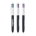 Plastic balpen met houteffect, gemaakt in de EU, met 4 inkten BIC® kleur zwart