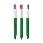 Plastic balpen met houteffect, gemaakt in de EU, met 4 inkten BIC® kleur groen