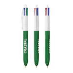 Plastic balpen met houteffect, gemaakt in de EU, met 4 inkten BIC® kleur groen
