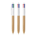 Plastic balpen met houteffect, gemaakt in de EU, met 4 inkten BIC® kleur hout