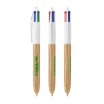 Plastic balpen met houteffect, gemaakt in de EU, met 4 inkten BIC® kleur hout