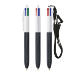 Plastic pen met houteffect en inkt in 4 kleuren BIC® kleur zwart