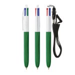 Plastic pen met houteffect en inkt in 4 kleuren BIC® kleur groen