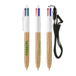 Plastic pen met houteffect en inkt in 4 kleuren BIC® kleur hout